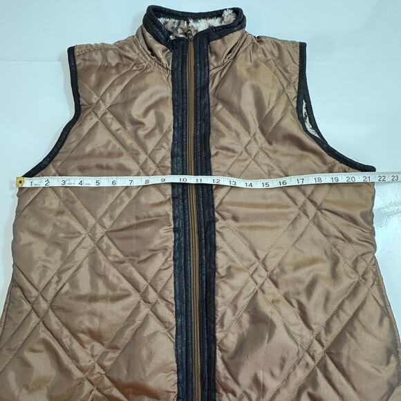 ACTIVOLOGY Reversible Vest Fits L Fur & Leather Trim Boho Luxe Rustic Glam Cozy - Picture 8 of 8